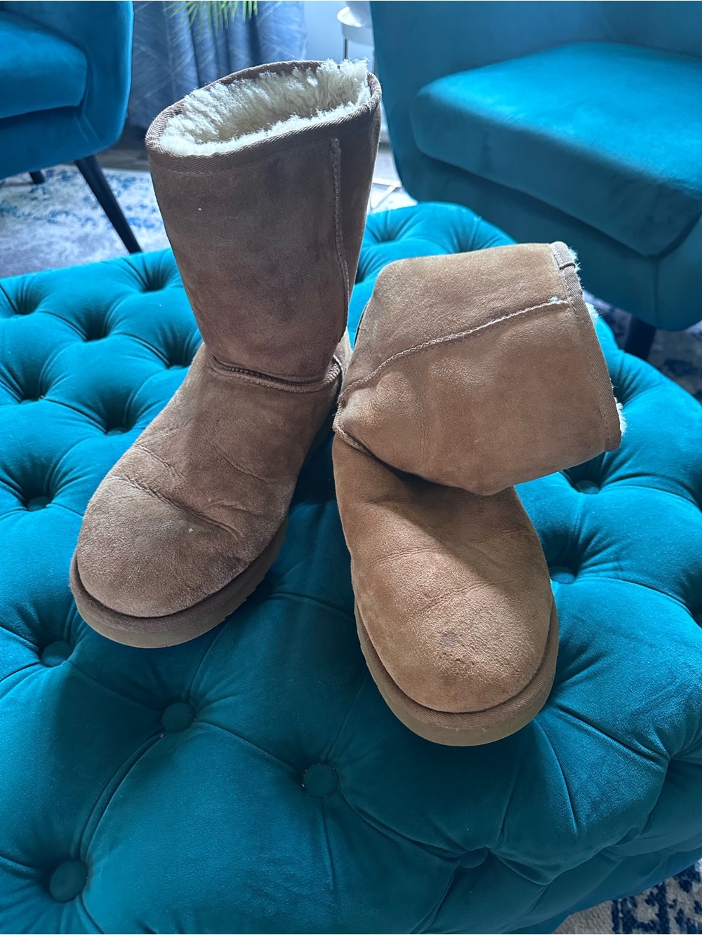 UGG Chestnut Suede Shearling Boots